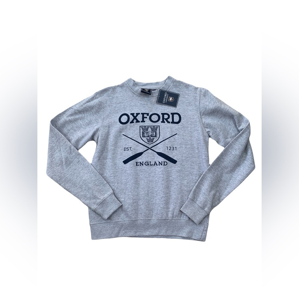 Oxford University NWT Kid Size Medium Grey Crewneck Sweatshirt England 1231 Logo